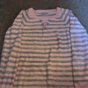 Soft pink and grey striped sweater